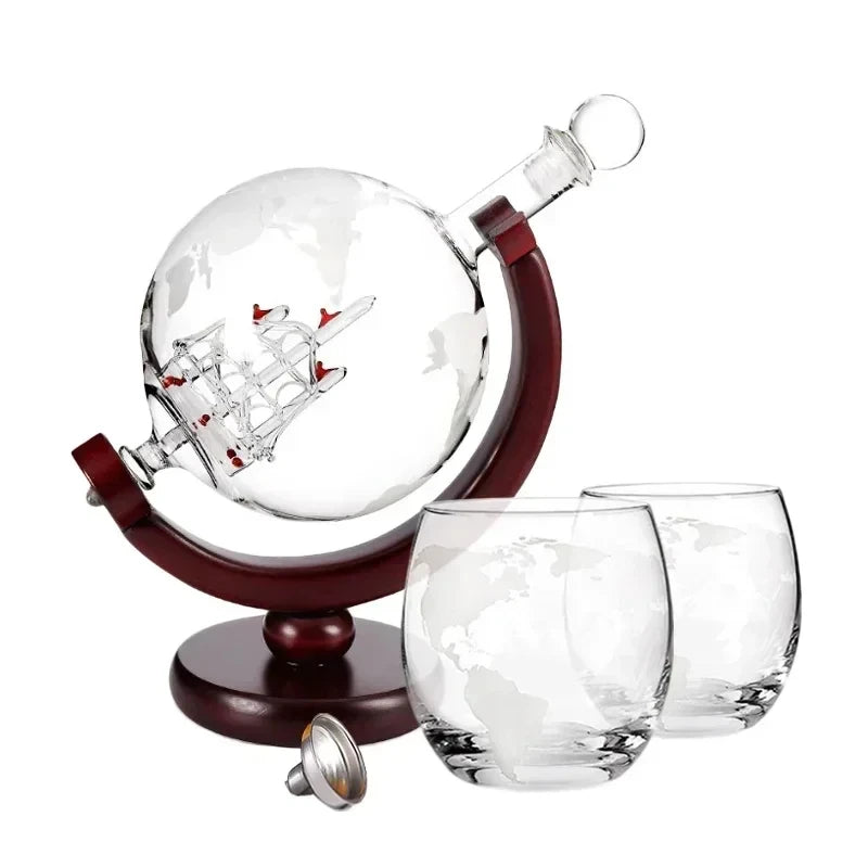 Globe whiskey decanter set — product photo 8